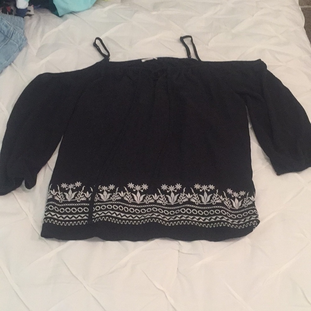 black mesh, 3/4 length shirt
